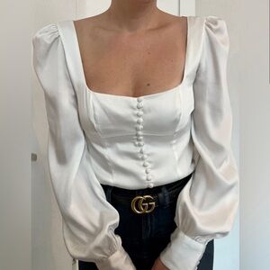 The Kooples Front-Button Sateen Top